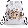 Generic Sacchetti Puppy Family Portrait Zaino Sportiva Adulti 36x42cm | Sacca sportiva Stampata Sacca Coulisse per Palestra Best Friends sport