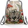 Generic Sacca Coulisse Red Mushroom Skeleton Sacca sportiva uomo e donna 36x42cm | Gym Sacco Pratico Borsa con coulisse per Adulti Viaggio Palestra