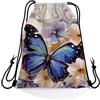 Generic Sport String Zaino Flowers Blue Butterfly Sackpack Cinch Regalo 36x42cm | Sacca da Ginnastica Carino Sacca Zaino Sportivo per yoga Adulti Palestra