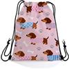 Generic Sportiva Sacche Pink Cartoon Dachshund Zaino con Coulisse sport 36x42cm | Sacchetti Moda Sacca Zaino Sportivo per Festa uomo e donna Viaggio