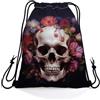 Generic Sacche Sportive Gothic Flowers Skull Sport String Zaino Festa 36x42cm | Sacca Zaino Sportivo Moda Sackpack Cinch per quotidiano Best Friends Adulti