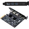 CY Scheda Tre prese per pannello posteriore USB 3.0 di tipo A e doppio adattatore per scheda Express USB-C a PCI-E USB 3.1 di tipo C ASM3142 VL822