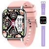 Popglory Smartwatch Uomo Donna, 2 Cinturini Orologio Chiamate e Whatsapp, Contapassi Assistente Vocale, Orologio Digitale 24H Cardiofrequenzimetro, Pressione Sanguigna SpO2 Sonno, per Android iOS