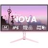 Arozzi Nova 24 Monitor Gaming IPS FHD 200 Hz, 1 ms, FreeSync, HDR, altoparlanti integrati - Rosa