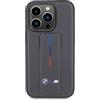 CG MOBILE BMW - Custodia per cellulare compatibile con iPhone 15 Pro, tricolore grigio, con supporto antiscivolo, in pelle PU, collezione M, custodia liscia con facile chiusura a scatto, assorbimento