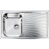 CM C.M. 011443.D1.01.2016 COMETA Lavello da Incasso 1 Vasca con Gocciolatoio Sinistro Acciaio Inox Satinato (86x50x19 cm) colore Inox