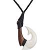81stgeneration Ciondolo Squalo Hei Matau in Osso e Legno Intagliato a Mano | Accessorio da Surfista da Uomo | Collana Fatta a Mano con Cordino e Amo da Pesca in Stile Maori