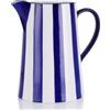 oliruim oliruim Vaso Fiori in Ceramica Moderno, Brocca Centrotavola Design con Manico - Dipinto a Mano Stile Bohémien per Decorazioni Interni, Fattoria, Cucina, Scrivania, Strisce Blu e Bianco