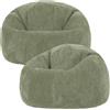 Icon Beanbags Set di 2 icon Classico pouf Bean Bag, poltrona in velluto a coste Pouf per il soggiorno, verde salvia - Prodotto in Germania
