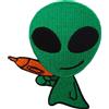 OEM Toppa da applicare o da stirare, motivo alieno, ricamata, con UFO e pistola spaziale, dimensioni 6,4 x 7,3 cm