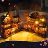 YANGUN Kit per libri fai da te, puzzle 3D in legno, casa con luci a LED e mobili, casa delle bambole in miniatura, kit per modellini da costruire (vicolo di ciliegio)