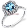 Artik Jewels Naturale Topazio Blu Con 14K Placcato Oro Bianco Anello Argento per Donna #3426