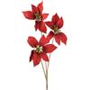 Ramo Decorativo Natalizio con 3 Stelle di Natale Rosse ed Effetto Velluto Kaemingk (L 60-70 cm)