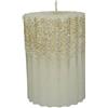 Candela Cilindrica Decorativa Scanalata con Glitter Metallici Ø 7 cm H 10 cm - Kaemingk