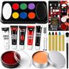 ShadowRealmTech Trucchi Halloween Sangue Finto Kit, Trucco Halloween Viso Makeup Face Paint | con Palette 8 Colori, Creme Bianco Nero Rosso, Liquido SFX, Cera Cicatrici, Sangue Finto in Tubo e Vasetto, 5 Matite