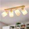LVWIT Faretti Orientabili con 4 Luci, Faretto da Interno E14, Faretti Orientabili Legno, Faretto led Soffitto Bianco Interno Vintage per Barra, Salotto,Cameretta, Cucina, Bagno (Lampadine Escluse)