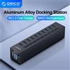 ORICO Hub USB 3.0 in Alluminio a 10 Porte con Alimentatore 12V 3A, Caricatore e Trasferimento Dati per PC, Laptop, MacBook e Telefoni Cellulari