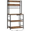 VASAGLE Scaffale da Forno con Presa di Corrente, Supporto per Microonde, Scaffale da Cucina, Rete Metallica, 14 Ganci, 40 x 80 x 170 cm, Marrone Rustico e Nero/Grigio e Nero/Grigio Carbone e Nero/Noci