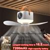 VENUSWING Luce a LED con ventilatore Ventilatori da soffitto silenziosi portatili Luce ricaricabile/Lampada a LED plug-in Telecomando 7200mAh per campeggio camera da letto