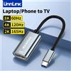 Unnlink 8K Adattatore da USB C a HDMI 4K 120Hz/2K 165Hz Tipo C Thunderbolt 4 a HDMI Hub convertitore per PC portatile Telefono a monitor TV