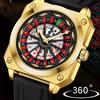 VA VA VOOM Orologio da uomo con movimento al quarzo di marca 42mm Orologio quadrato in silicone nero argento Orologio da uomo militare con bussola rotante creativa