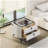 NONE Comodino, Comodino per Camera da Letto con 2 Cassetti, Comodino per Soggiorno/Dormitorio, Bianco e Nero / Nero e Grigio