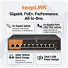 keepLiNK Switch PoE Gigabit KeepLiNK a 10 porte: 8x1000Mbps PoE+ (135W, 802.3af/at) e 2xRJ45 Uplink, Switch Ethernet non gestito Plug & Play