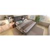 NONE Letto imbottito 140x200 cm matrimoniale con portabicchieri a scomparsa e stazione di ricarica, letto idraulico con spazio contenitore sotto il letto, incl. Struttura a doghe, grigio lino (senza