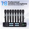 Yamnweo UK-800, Sistema Microfonico Wireless UHF Professionale a 8 Canali Montabile su Rack, 8 Microfoni Dinamici Palmari, Quattro Antenne, Portata di 180M, Scansione Automatica della Frequenza a