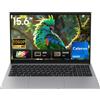 HYPERSTRIX Laptop HYPERSTRIX da 15,6 pollici, Celeron N4000, 8 GB di RAM, SSD da 256 GB, display Full HD 1080P, WiFi dual-band, Mini HDMI, notebook leggero e sottile color argento per affari, scuola, casa