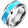 Calefee Anelli Fidanzamento Donna, Anello In Acciaio Inossidabile Uomo Varie Misure Fascia Larga da 8mm con Turchese