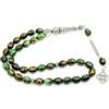 Perlin Collana da preghiera Tesbih con 33 perle ovali, 12 x 8 mm, in vetro, Misbaha, Tasbih, Tespih, rosario musulmano, perle di preghiera islamica, Dhikr Zikr Subha, 31 cm, effetto marmo