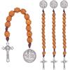 DICOSMETIC Rosario tascabile con medaglia di San Benedetto, 4 pezzi, rosario aperto da un decennio, con medaglia e crocifisso, regalo religioso cattolico, cristiano, per uomini e donne, 19,7 cm