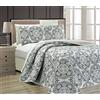 Linen Plus King/California King 3 pz reversibile oversize copriletto stampa medaglione grigio chiaro bianco nero nuovo