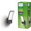 Philips Lighting lampada a parete con LED integrato Splay, con sensore di movimento, IP44, 2700K, Antracite