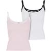 Urban Classics Ladies Contrast Basic Top 2er Pack Donna Top Nero/Bianco Slim Fit