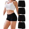 Briyat Boxer Donna Culotte 4 Pezzi Cotone Vita Alta Nero M | 93.2% cotone, morbide e traspiranti, taglio corto confortevole, per sport casa ufficio e viaggio