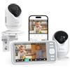 Dr.Care Baby Monitor WiFi 1080p, 2 telecamere, 5", App & allarme movimento | Rilev. temp/umidità, allarme zona,batteria rimov. 5000mAh, portata 390m,visione nott. HD, audio bidirezionale, VistaView Lite