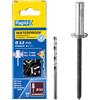 Rapid Scatola da 50 Rivetti in Alluminio Waterproof Impermeabili da Ø3.2 x 8 mm, Adatti a Fissare Contenitori di Liquidi, Grondaie, Pluviali, Coperture Esterne, con Punta per il Trapano (5000399)