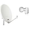 RED OPTICUM 9125, QA60 Antenna parabolica 60 cm con Twin LNB LTP 04H - 4K HD & 3D - Antenna parabolica in acciaio resistente alle intemperie incl. 2 morsetti a palo - 2 partecipanti - grigio chiaro