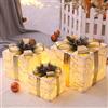 DXIA Set di 3 Scatole Regalo Natalizie Luminose, Grande Scatole Natalizie con Coperchi e Fiocco, Decorazioni per Albero di Natale per Armadi, Sale Espositive e Decorazioni Domestiche, Oro