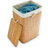 Relaxdays Cesto Portabiancheria con Coperchio, Bambù 83 L Cestino Rettangolare Pieghevole 65,5x43,5x33,5 cm, Naturale