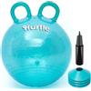 Hurtle Pallone per Saltare 45,7 cm Glitter per Bambini 3-6 Anni, Palla per Saltare Bambini con Maniglie, Pompa e 4 Coni, Giochi da Giardino Interno ed Esterno, PVC Antiscivolo Verde Acqua