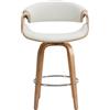 Miliboo - Sgabello da bar di design bianco e legno chiaro 65 cm ARAMIS
