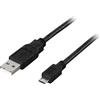 Deltaco Cavo USB 2.0 tipo A ha - tipo Micro B ha, a 5 poli, per ricarica/trasferimento dati a telefoni cellulari/PDA, 5 m, nero