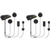 Dripio Auricolari Bluetooth per caschi da moto, confezione da 2, portata di 1200 metri, colore nero