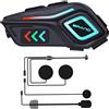 Dripio Auricolare Bluetooth 5.4 per casco da moto, grado di protezione IPX8, con 2 microfoni e torcia integrata