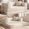 Vipbear Divano letto velluto a coste 200×100×70 cm, divano a pavimento trasformabile 5-in-1, schiuma ad alta densità, pet-friendly ed ergonomico, senza montaggio, Bianco