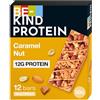 BE-KIND Protein Barretta Proteica al Caramello Tostato e Noci, Arachidi e Mandorle, Snack Proteico senza Glutine, 12 gr di Proteine, 12 Unità, Confezione da 1