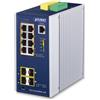 PLANET PLANET Industrial 8-Port GE PoE+ 2*1G SFP+ 2*2,5G SFP - 8-Port Gestito L2+ Gigabit Ethernet (10/100/1000) Supporto Power over Ethernet (PoE) Alluminio, Blu IGS-5225-8P4S-12V